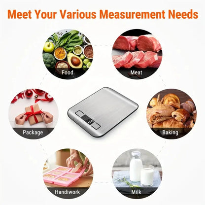 5/10KG Digital Kitchen Scale Stainless Steel Portable Kitchen Food Scale LED Display Electronic Jewelry Baking Weight Scales